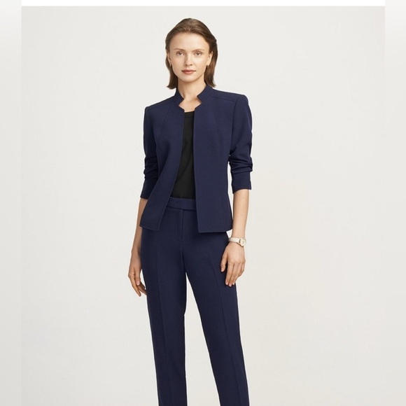 NWOT Anne Klein Star-Collar Stand Collar Open-Front Blazer, Navy, 16 - Picture 4 of 4